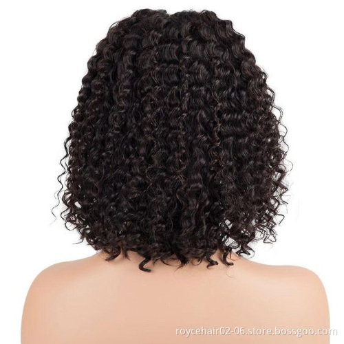Top Selling 14 Inch Curly Hair Extensions Lace Wig Full Virgin Brazilian Human Hair Deep Wave Swiss 4x4 Lace Front Wig For Women